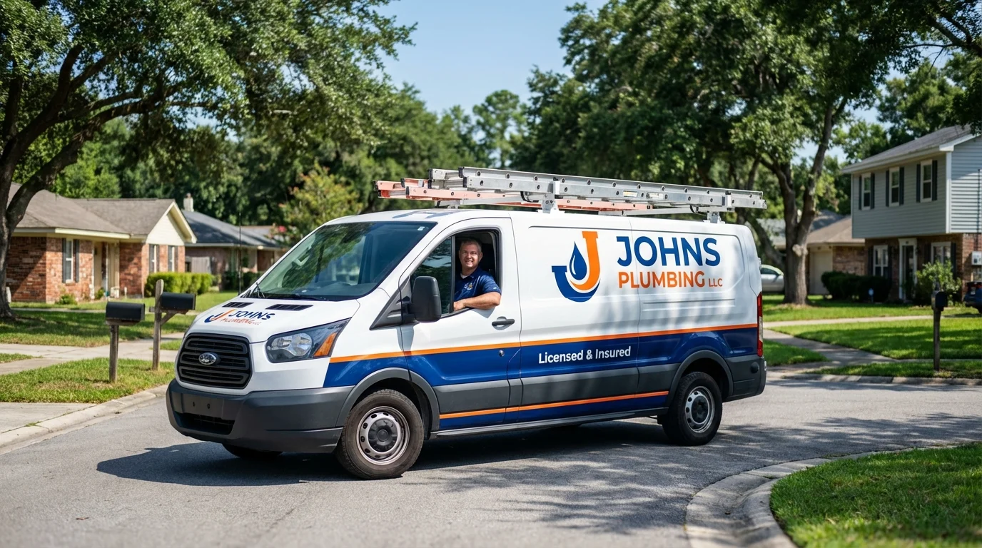 Johns Plumbing LLC service van in Alton, IA