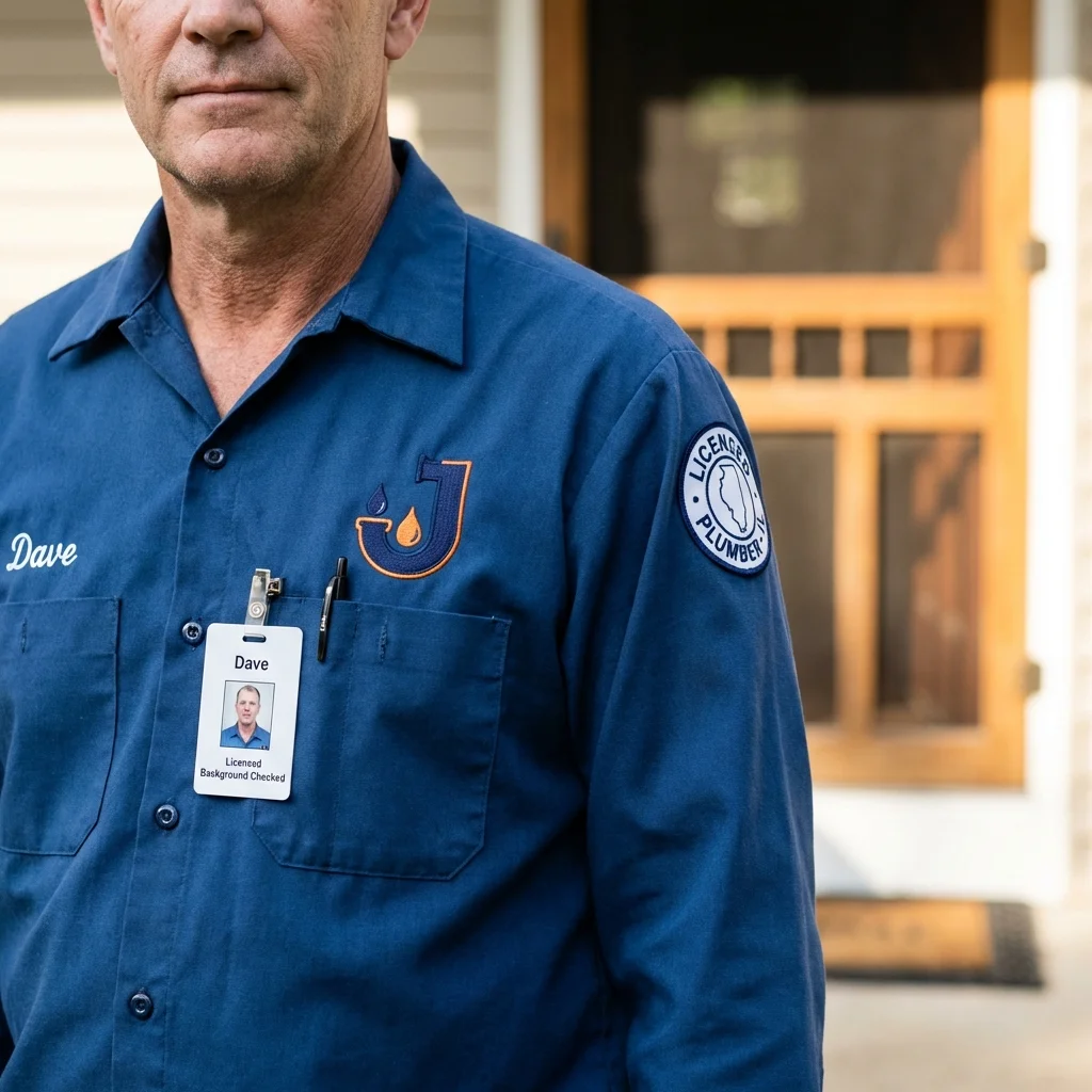 Licensed plumber showing ID badge in Alton, IA